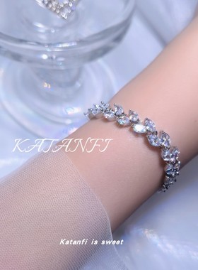 女钛钢皓石欧美礼服配饰手链满钻