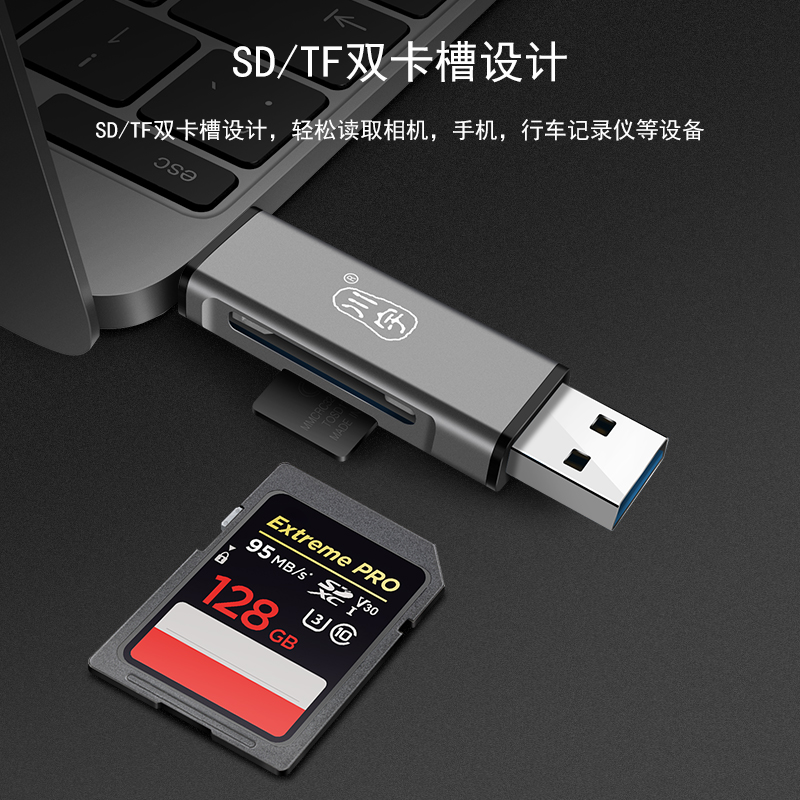 川宇读卡器usb3.0高速多合一多功能sd卡tf卡安卓适用于华为苹果手机typec收纳内存-图1