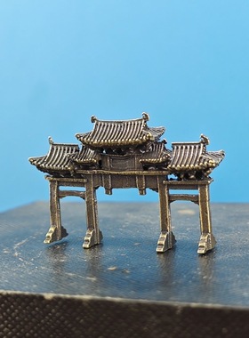 黄铜古风 牌坊 楼亭台楼阁生态微景观水陆缸家居假山鱼缸造景摆件