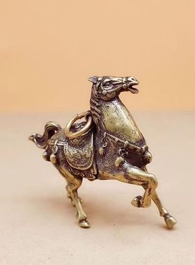 实心纯铜马上发财挂件钥匙扣生肖铜马挂饰搭配吊坠复古手工小摆件