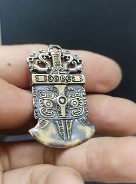 纯铜斧头吊坠仿古青铜饕餮纹头项坠麒麟项链挂件钥匙扣配饰钥匙扣