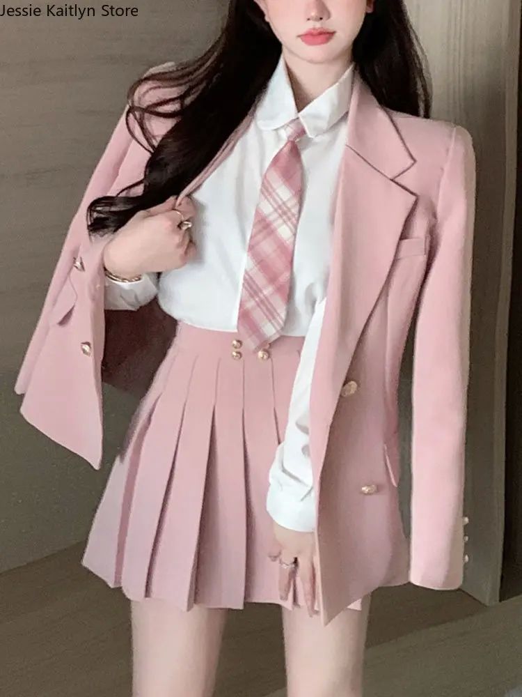 Japanese Student JK School Uniform Korean Fashion Sweet Blaz - 图0