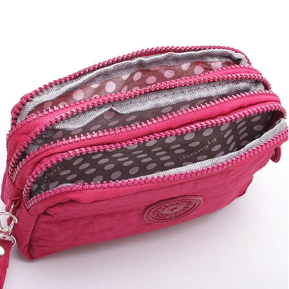 Solid Color Coin Purse Women Small Wallet Wrinkle Fabric Pho - 图2