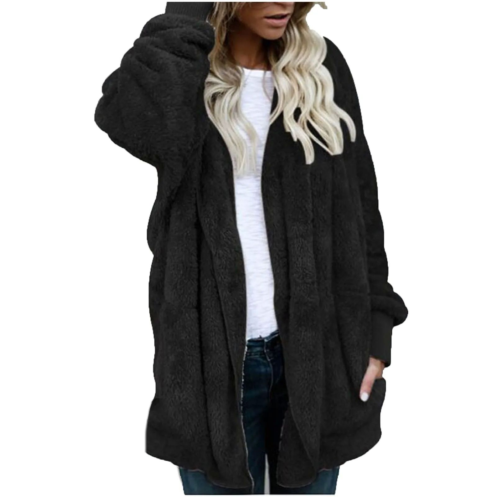 Plus Size Women Winter Warm Coat Jacket Outwear Ladies Cardi-图1
