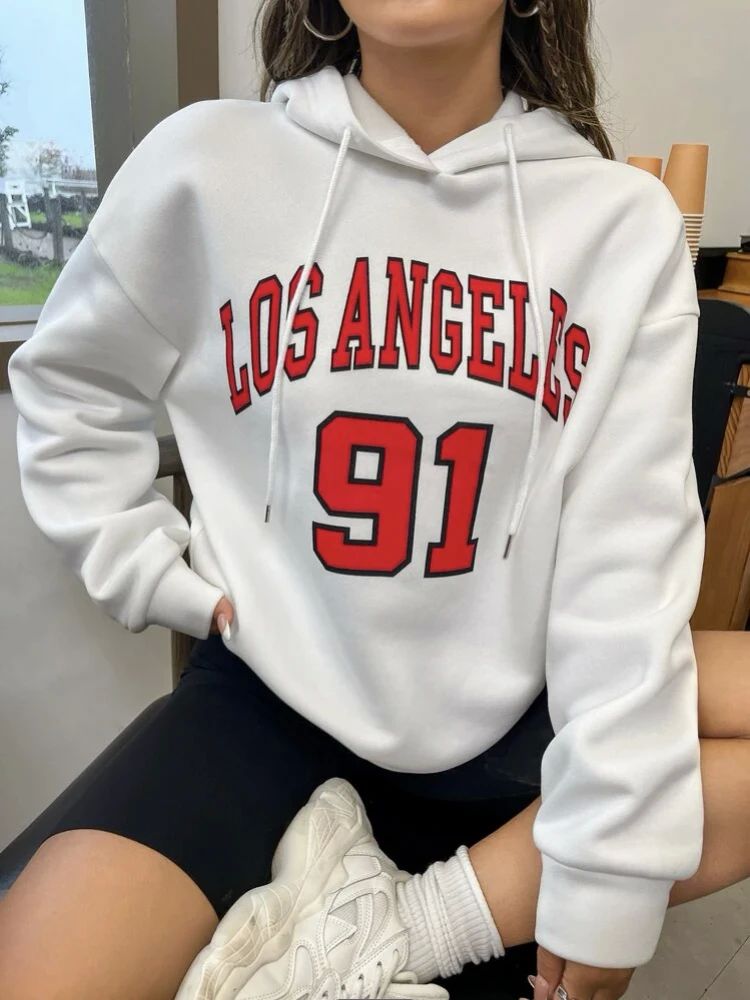 Blessyuki Los Angeles Letter Printed Hoodies Women  Autumn W - 图2