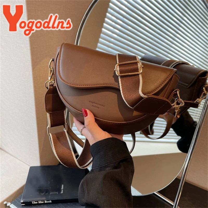 Yogodlns Fashion Small PU Leather Saddle Armpit Bags for Wom - 图0