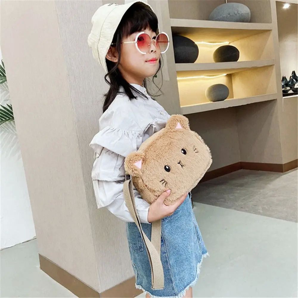 New Cute Soft Plush Children's Shoulder Bag Cartoon Cat Baby-图1