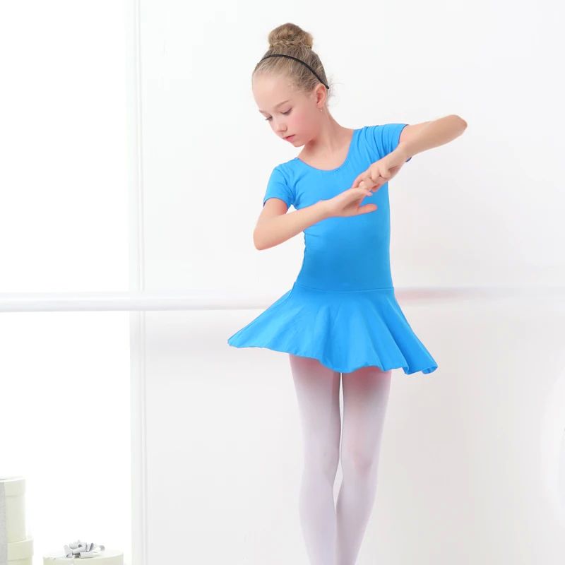 Kids Girls Cotton Gymnastics Leotard Ballet Dress Kids Short-图2