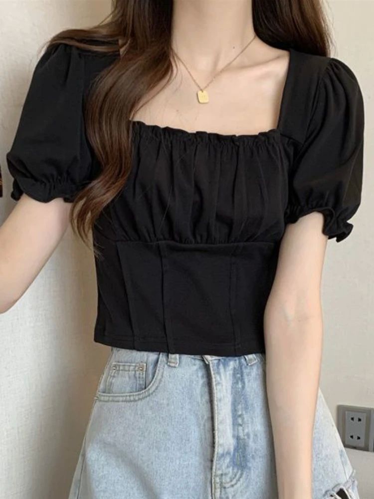 S-4XL Blouses Women Elegant Simple Folds Streetwear Comforta-图0