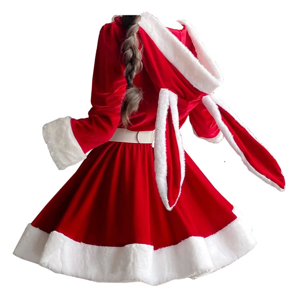 Bunny Xmas Lady Cosplay Christmas Dress Women Santa Claus Su - 图0