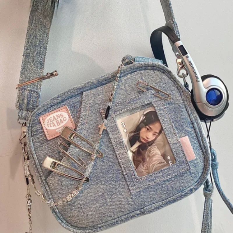 Xiuya Y2K Vintage Denim Handbag Cute Casual Fashion Chase St-图3