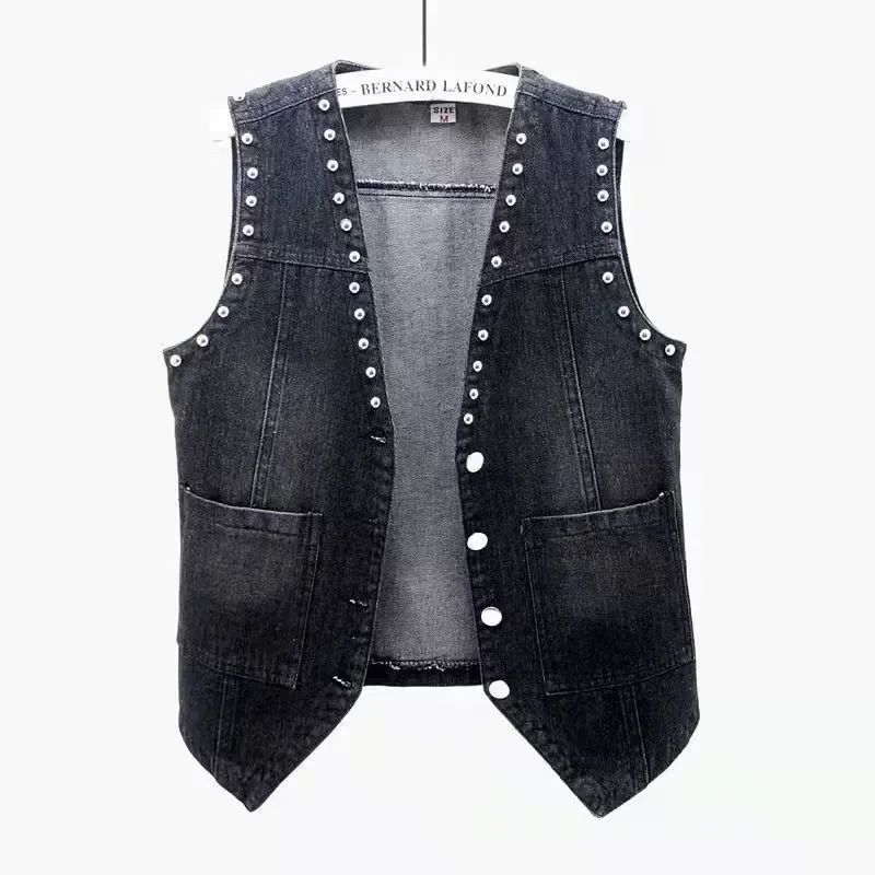 fashion Lace Beaded Denim Vest Women Cardigan 2024 New sprin - 图3