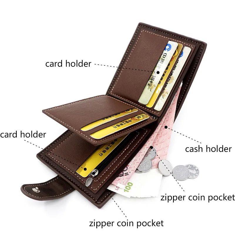 New Short Men Wallets Slim Card Holder Quality PU Leather Br - 图1