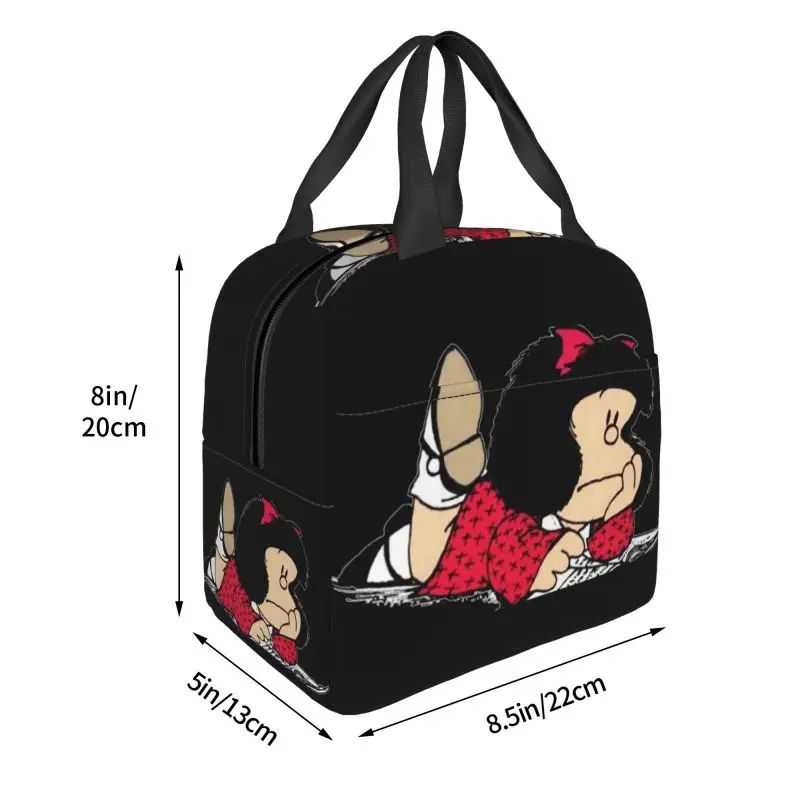 Mafalda Insulated Lunch Bags for Women Argentine Cartoon Qui - 图1