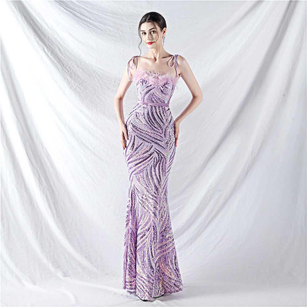 晚礼服女2025新款轻奢高级感修身显瘦模特走秀抹胸裹胸长款连衣裙 - 图0