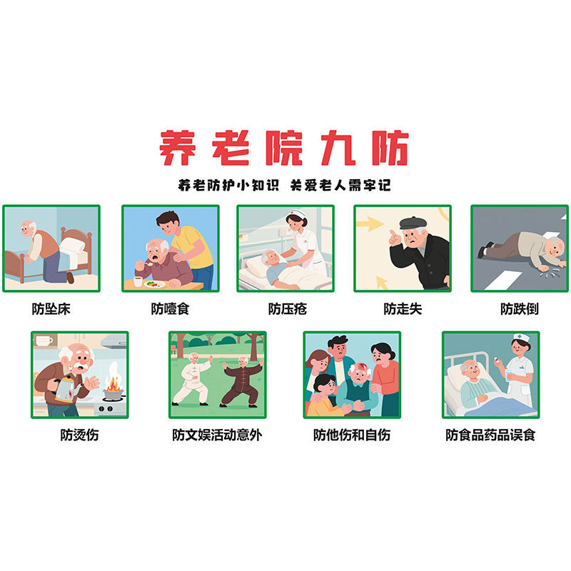 老年人养老院九防标识宣传挂图疗养中心医院预防压疮走廊病房贴纸,淘宝优惠券,粉丝福利购,淘宝优惠卷