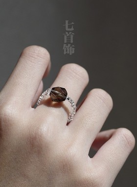纯天然切面水晶玄学串珠戒指学生