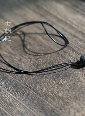 黑色火山石单颗珠子锁骨链健康石