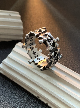 双生十字绊-不掉色钛钢朋克戒指