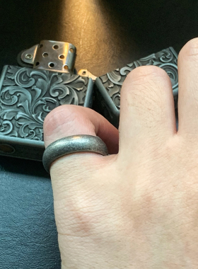 古法弧形-不掉色钛钢食指戒指男