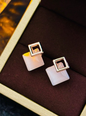 高档猫眼石套装项链加耳环气质女