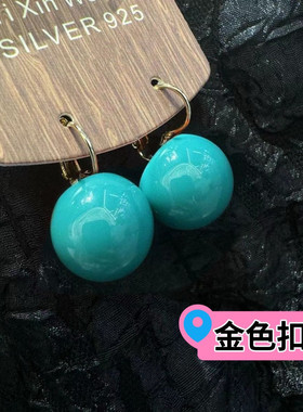 港风复古夸张大珍珠耳扣式耳环女小众独特紫色人鱼姬个性耳坠耳饰