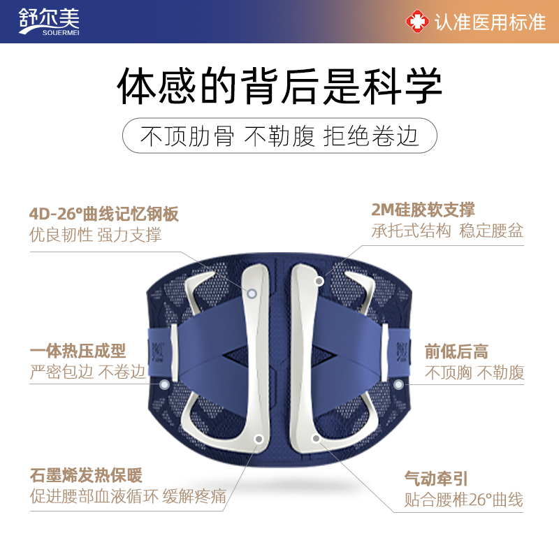 舒尔美护腰带腰椎间盘劳损突出腰肌医用男士女士专用保暖腰托发热