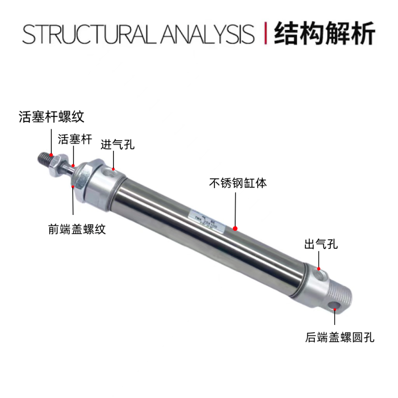 TPM朝日气动MA不锈钢迷你气缸小型MA32X25X50X100X150X200X500SCA - 图1