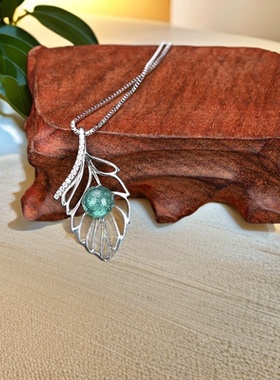 青瓷釉滴925银项链时尚百搭吊坠