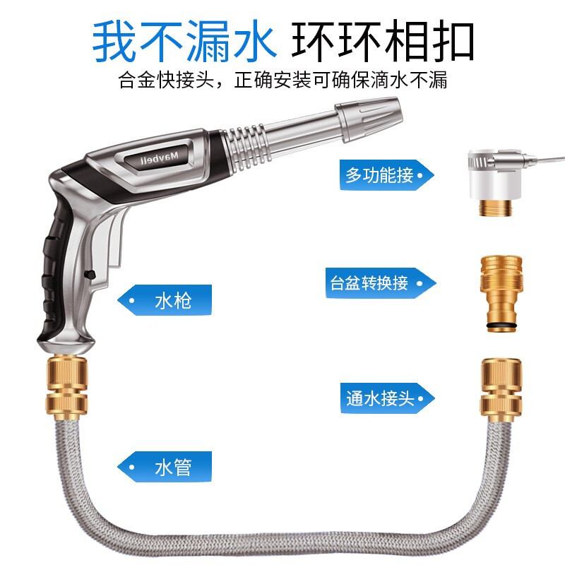 高压家用洗车水枪水管软管花园伸缩清洁浇花喷头神器套装