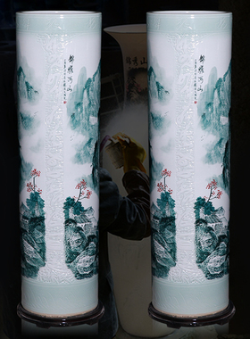 景德镇锦绣河山中式落地大花瓶