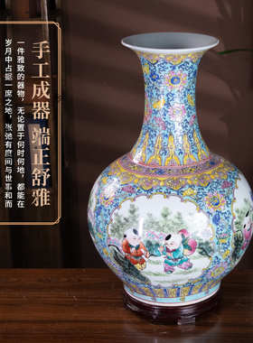 新中式陶瓷景德镇客厅电视柜花瓶