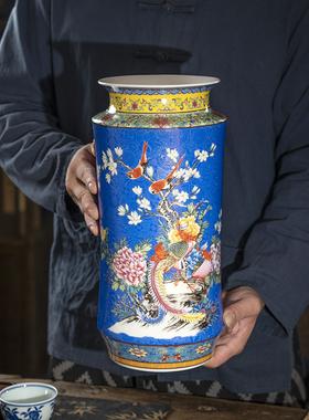 中式陶瓷景德镇客厅花瓶书画缸