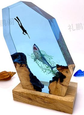 树脂实木家居饰品海洋风室内带灯