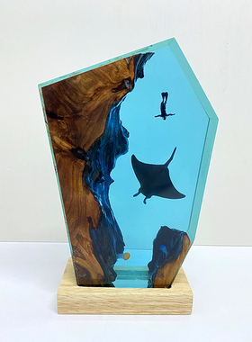 中秋室内家居摆件树脂实木小夜灯