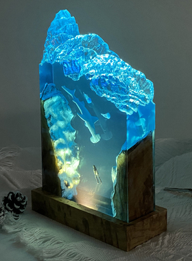 带灯光家居饰品室内树脂实木带灯