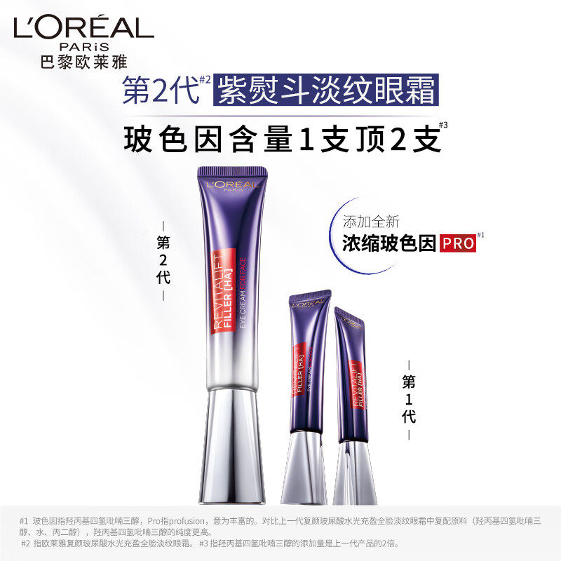 欧莱雅紫熨斗复颜玻尿酸淡纹眼霜 思扬化妆品眼霜
