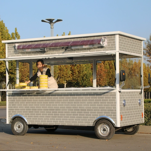 Антикварная электрическая универсальная закусочная тележка на четырех колесах, вагон-ресторан для коммерческого использования, дом на колесах