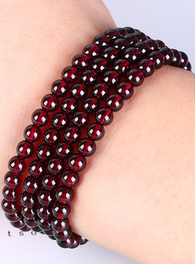 【送证书】纯天然酒红石榴石手串