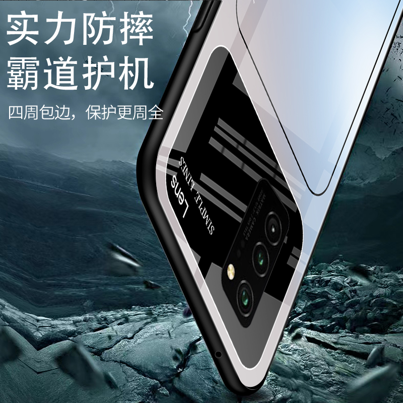 适用荣耀V30PRO手机壳玻璃壳honorv30pro炫酷保护套OXF-AN10镜头全包边个性创意防摔时尚男女新款英文字母 - 图3