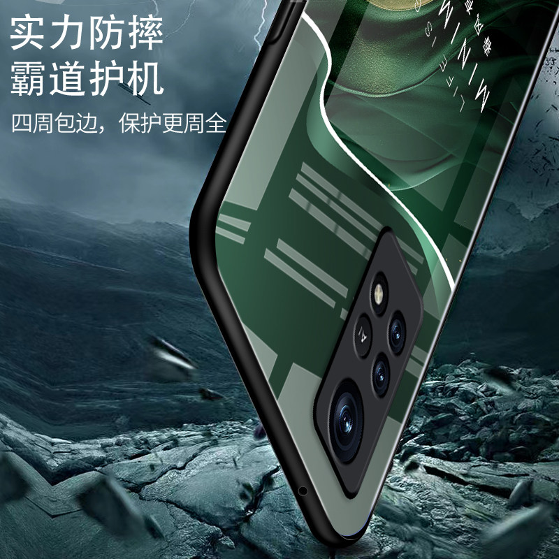 适用小米红米NOTE11ePro手机壳新款钢化玻璃红米NOTE11ePro高级感硅胶防摔全包软边个性简约文字线条男女外壳 - 图3