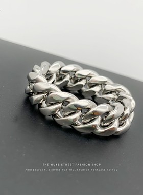 简约钛钢不掉色古巴链街头说唱