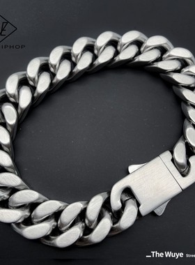 原创复古银色立体拉丝街头手链