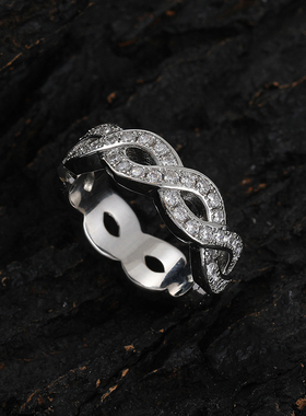 欧美轻奢8字扭结闪钻戒指