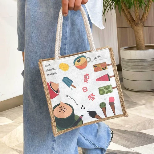 Японский демисезонный шоппер, универсальная соломенная портативная сумка через плечо, небольшая сумка, 2020, в корейском стиле