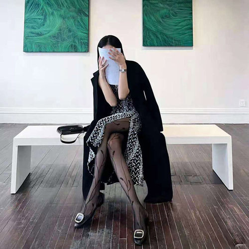 性感黑丝花纹丝袜麦穗蔓藤花提花连裤袜女显瘦复古辣妹美腿袜个性 - 图2