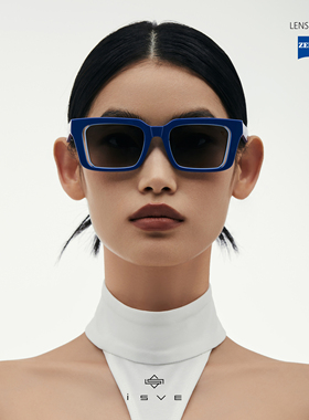 百搭通勤方形镂空撞色板材墨镜