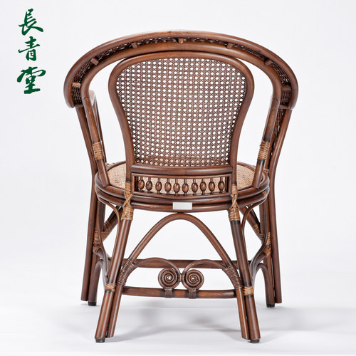 长青堂 天然真藤椅单人藤椅子休闲家具办公椅简约户外阳台靠背椅 - 图1