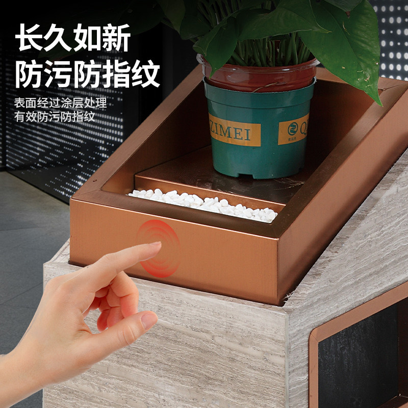 酒店大堂大理石垃圾桶带烟灰缸不锈钢宾馆大厅电梯口商场立式烟桶