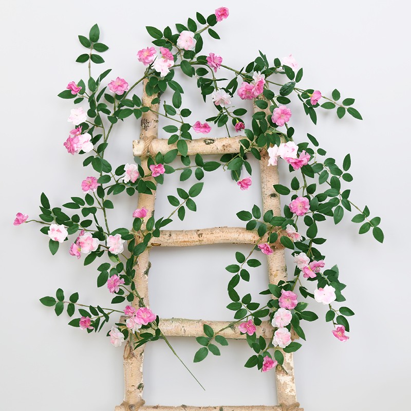 仿真玫瑰花藤蔷薇藤蔓假花装饰空调管道缠绕塑料藤条墙面植物遮挡-图0